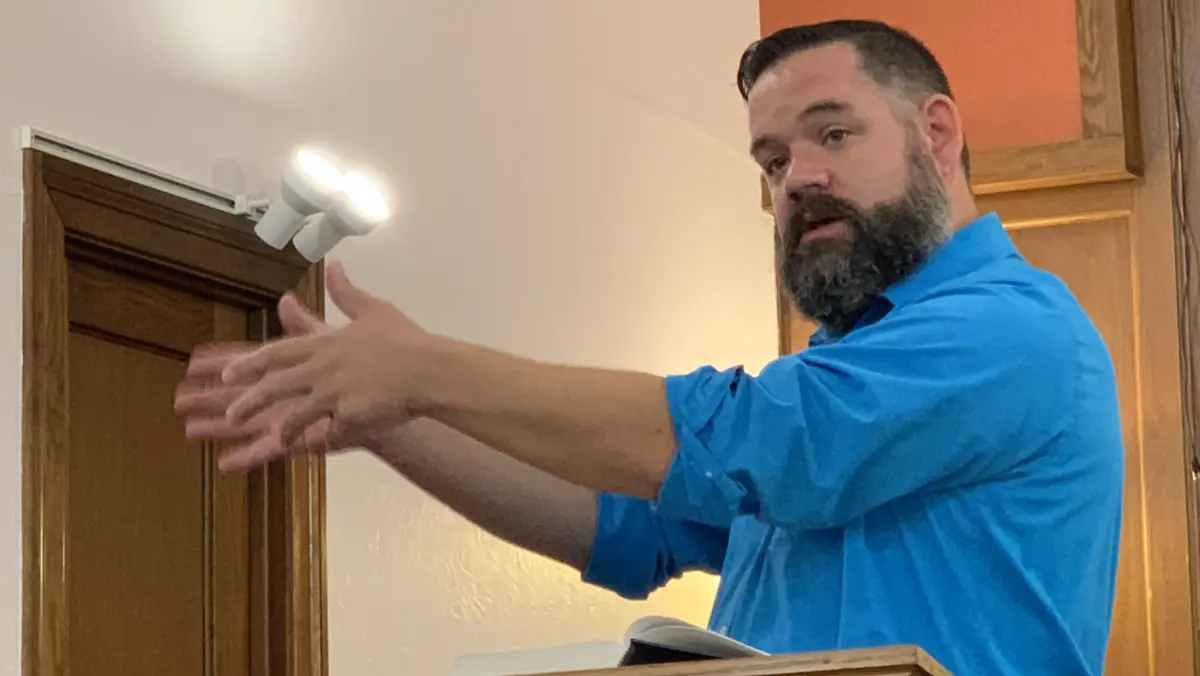 Pastor Ryan Somerville preaching